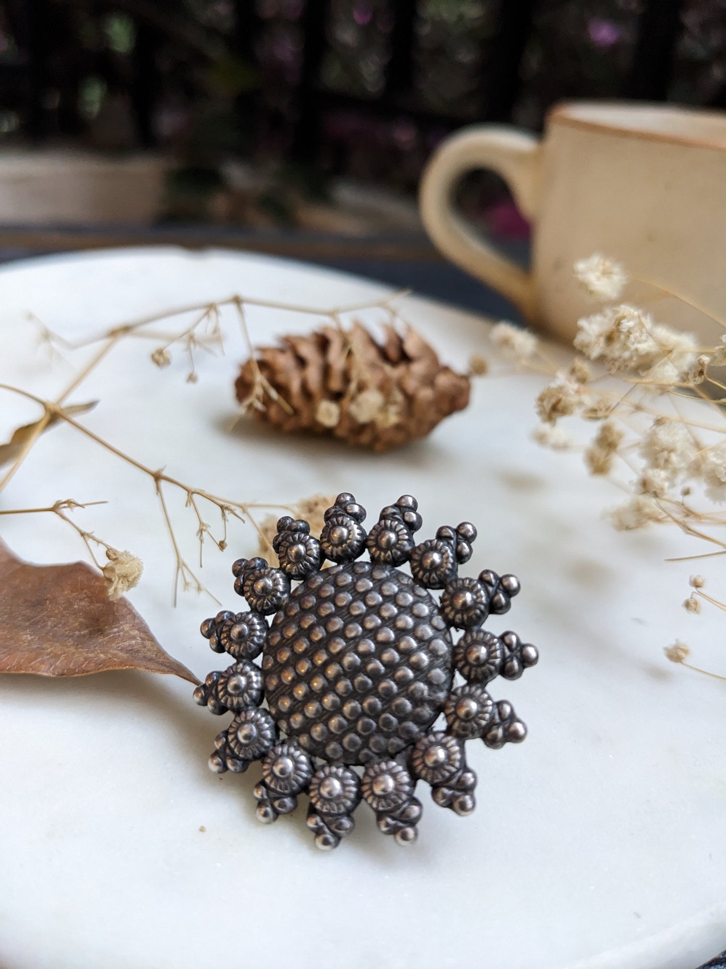 925 Sterling Silver Oxidised Finish Adjustable ring