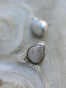 Tear shaped Baroque Pearl Stud, Baroque pearl earring, Pearl and pure silver earring