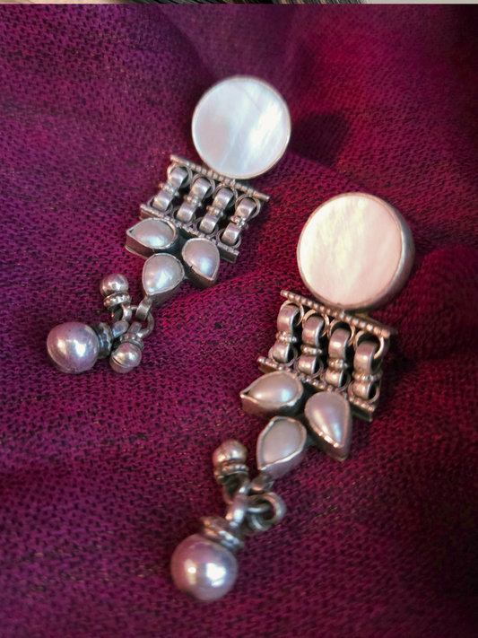 925 Sterling SIlver Mother of Pearl Ladder Drop Earrings