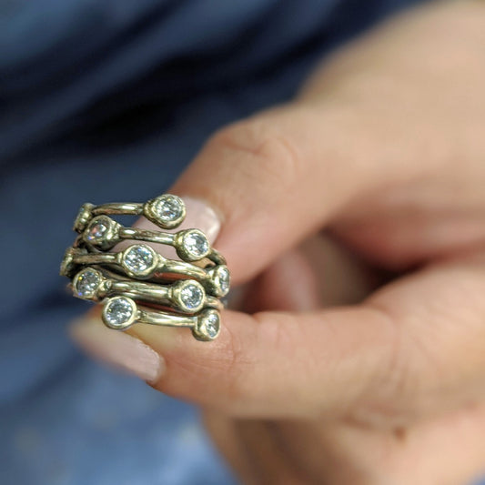Sterling Silver Stacked Cubic Zirconia Ring – Modern Handmade Jewelry