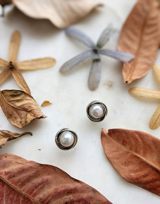 Freshwater Pearl Stud Earrings, Sterling Silver