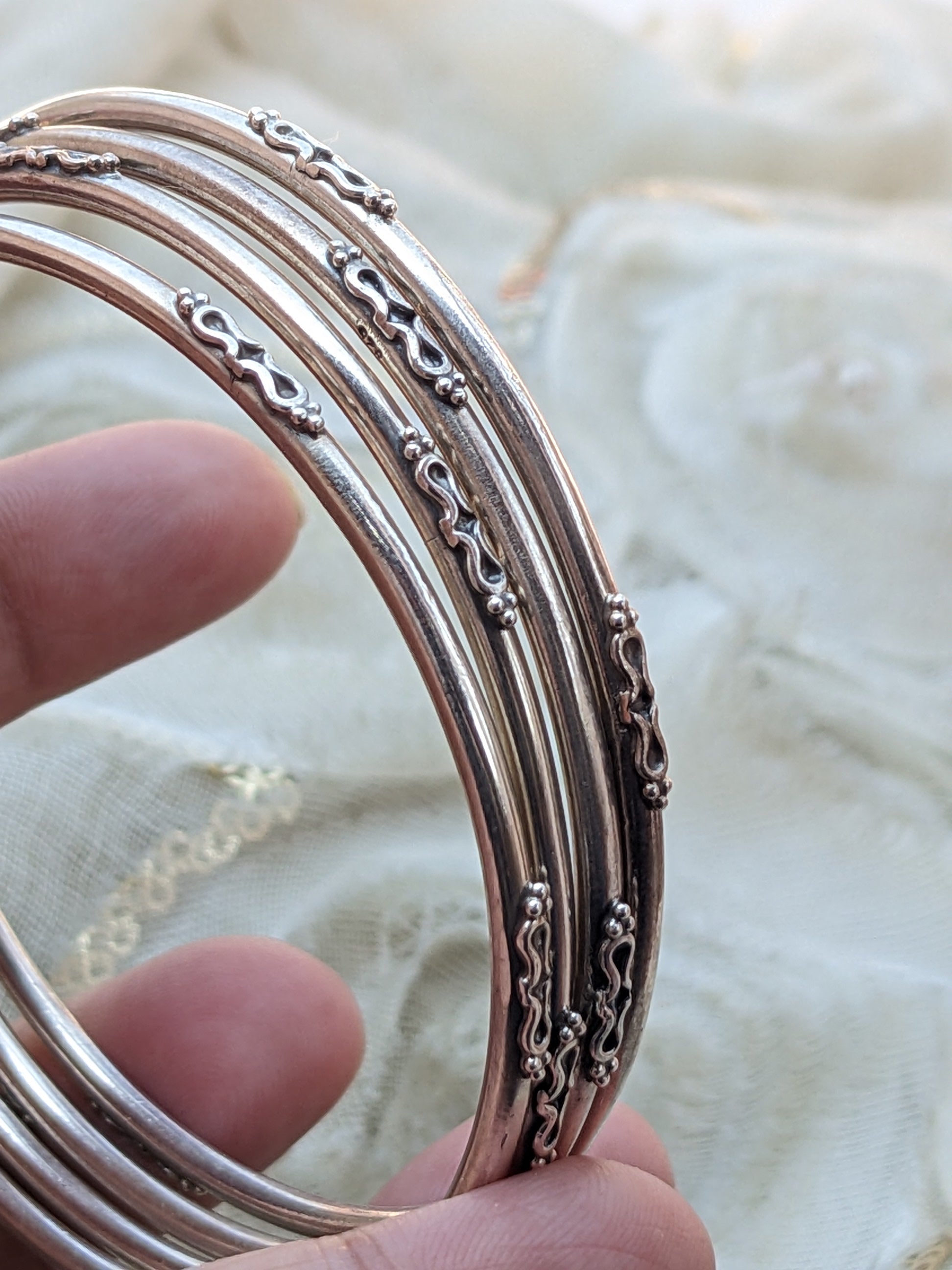 URMI- 925 Sterling Silver Handcrafted Bangles, Pure silver Indian 