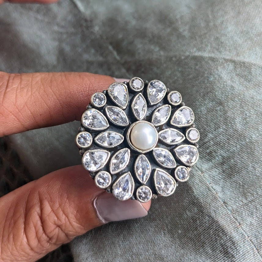 Green Floral 925 Sterling Silver Ring