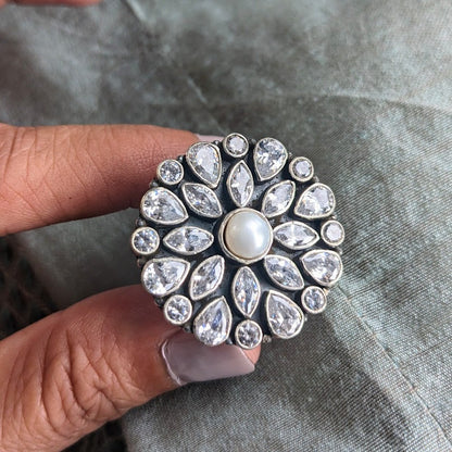Green Floral 925 Sterling Silver Ring