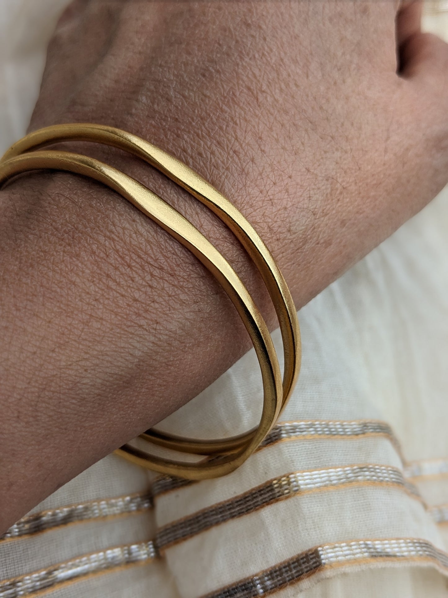 Gold plated Plain Silver Bangles