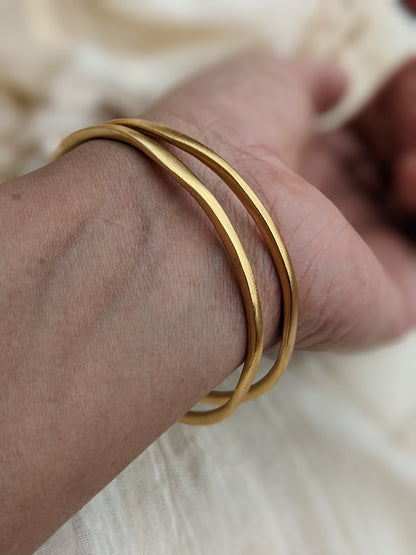 Gold plated Plain Silver Bangles