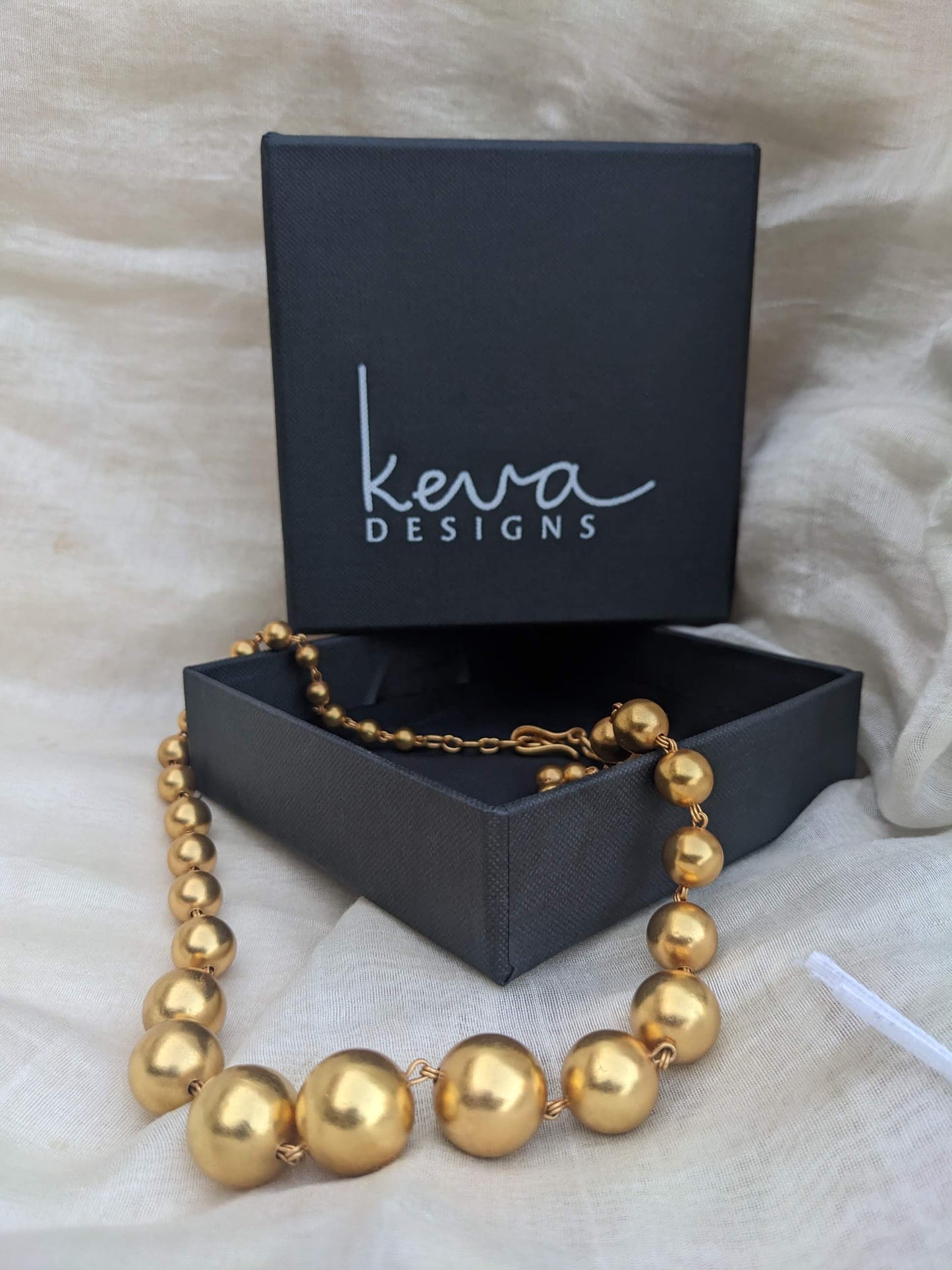 Gold plated  925 Sterling Silver Graduated balls bead necklace