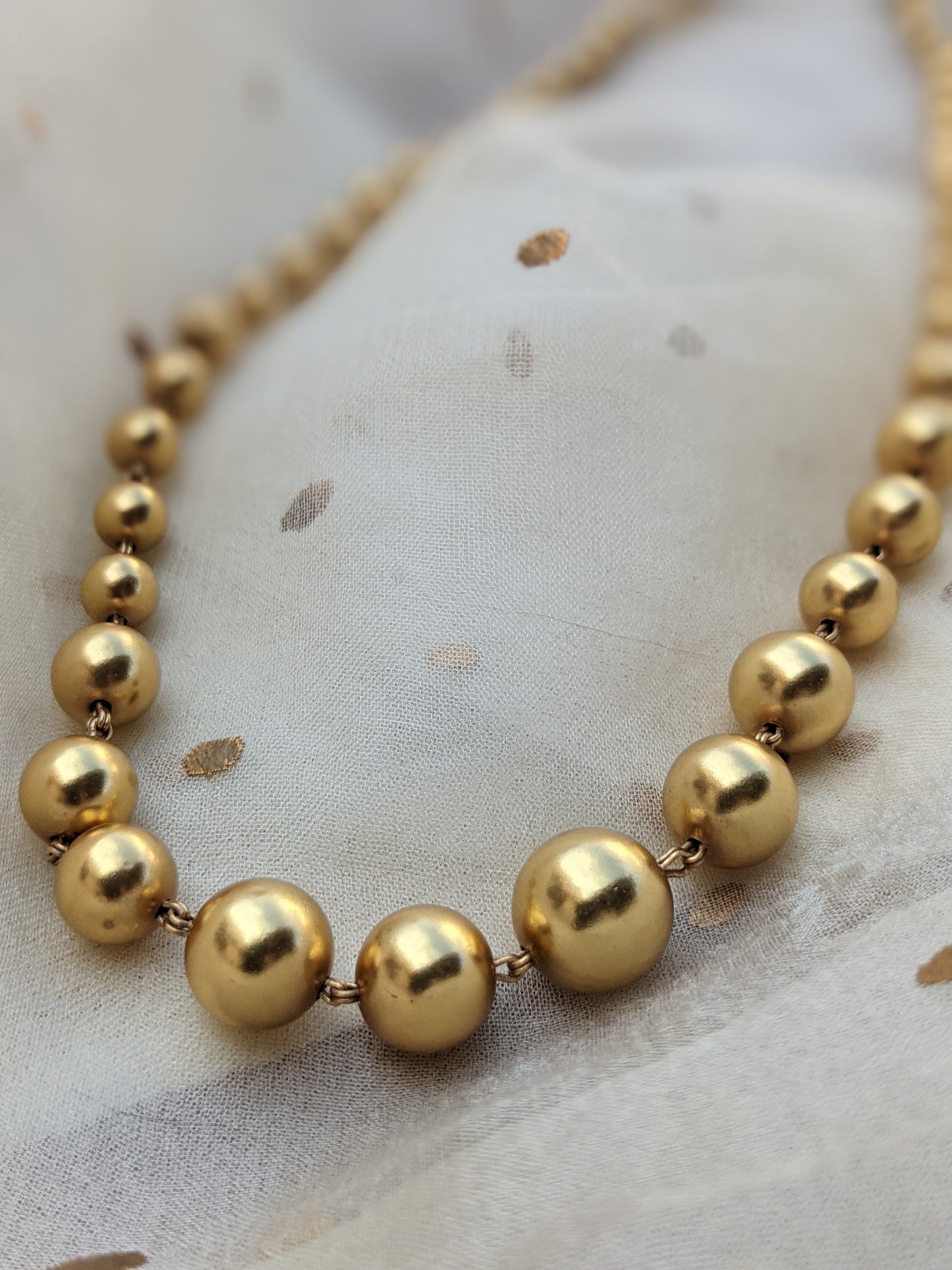 Gold plated  925 Sterling Silver Graduated balls bead necklace