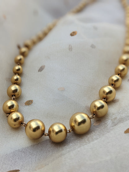 Gold plated  925 Sterling Silver Graduated balls bead necklace