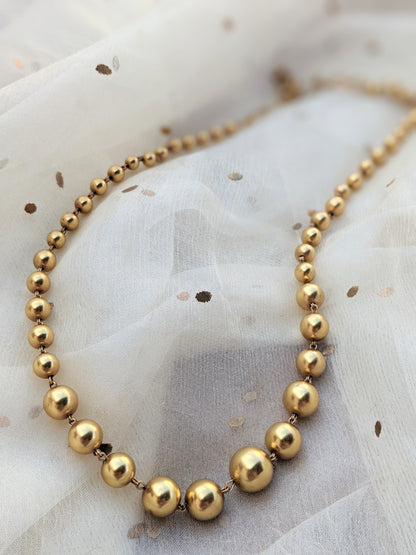 Gold plated  925 Sterling Silver Graduated balls bead necklace