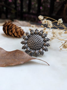 Oxidised finish pure silver ring