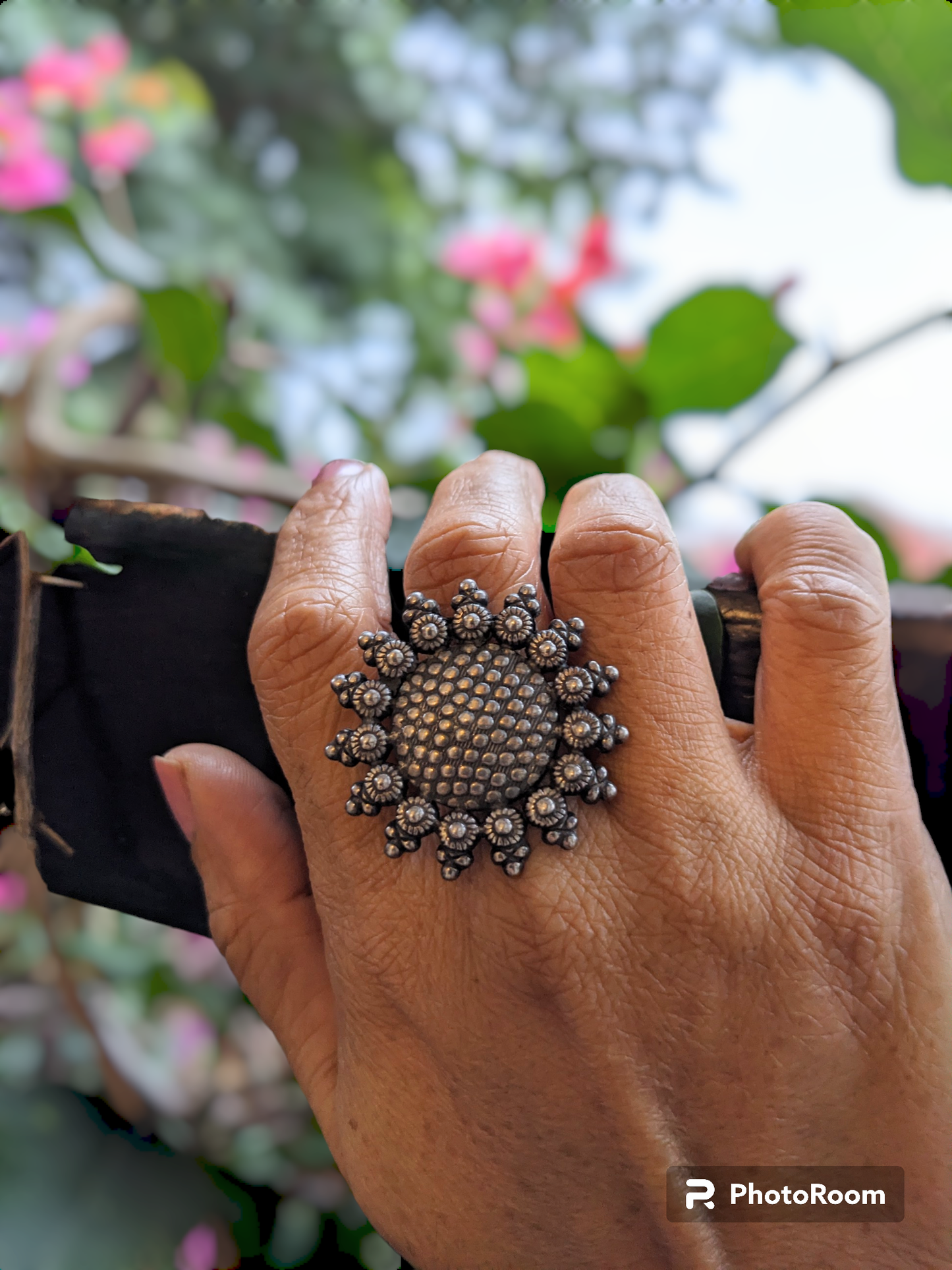 925 Sterling Silver Oxidised  Finish Adjustable ring