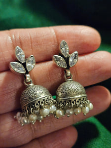 Silver Jhumka Earrings, 925 silver jhumkas