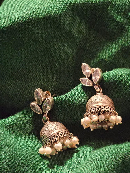 Silver Jhumka Earrings, 925 silver jhumkas