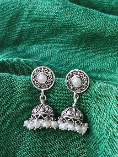 Silver Jhumka Earrings, 925 silver jhumkas
