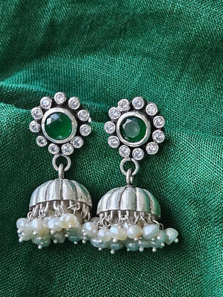 Aarya - Pure silver  jhumka with pearl, Jhumka