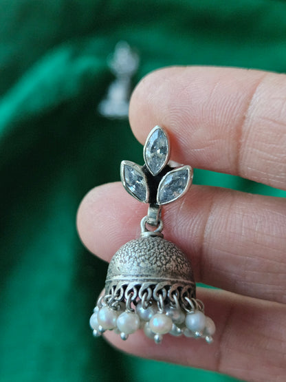 Silver Jhumka Earrings, 925 silver jhumkas