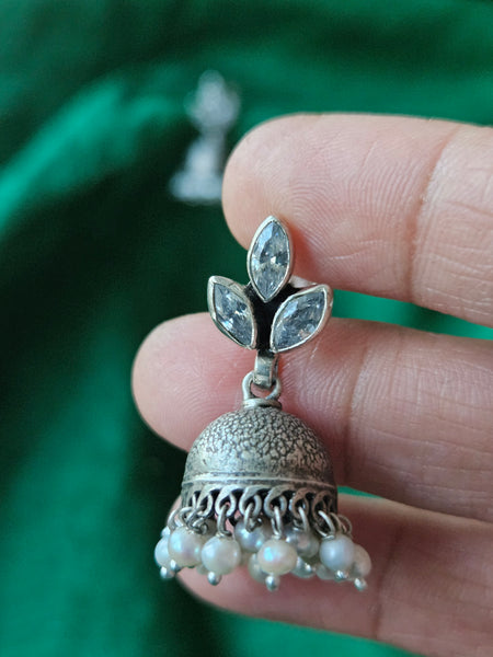 Silver Jhumka Earrings, 925 silver jhumkas