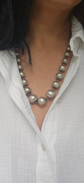 925 Sterling Silver  balls bead necklace