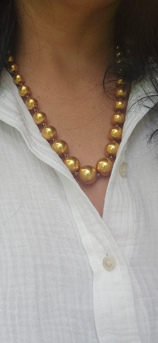 Gold plated  925 Sterling Silver Graduated balls bead necklace