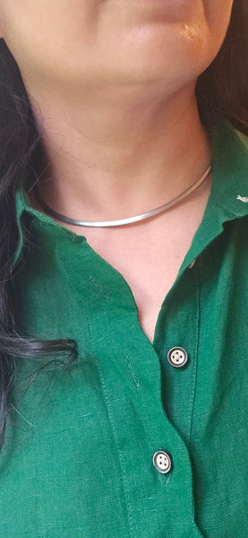Sterling Silver collar necklace, Plain silver collar choker