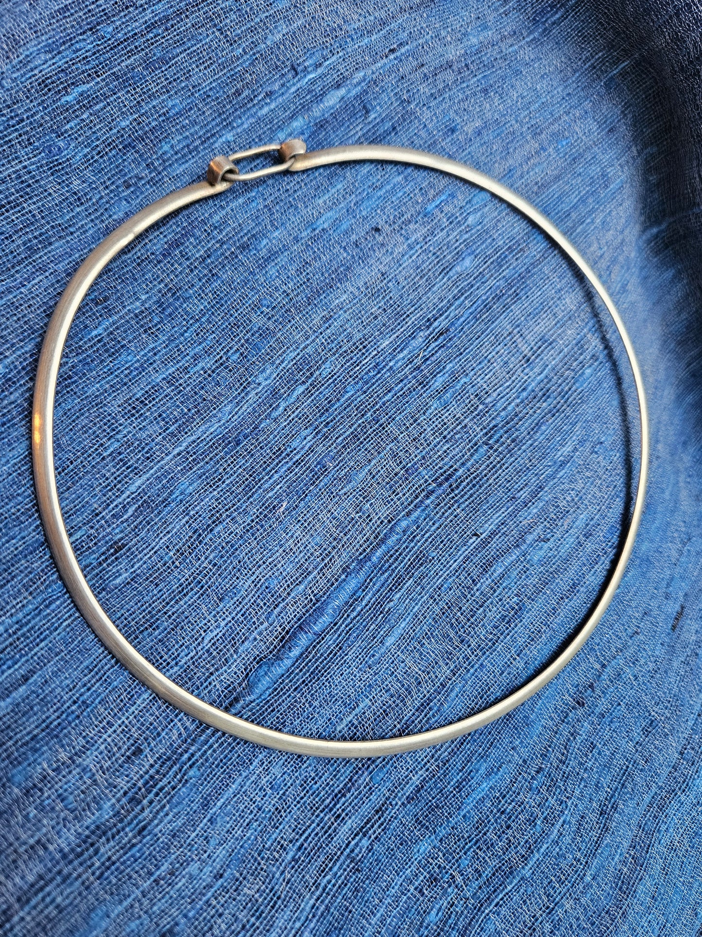 Sterling Silver collar necklace, Plain silver collar choker