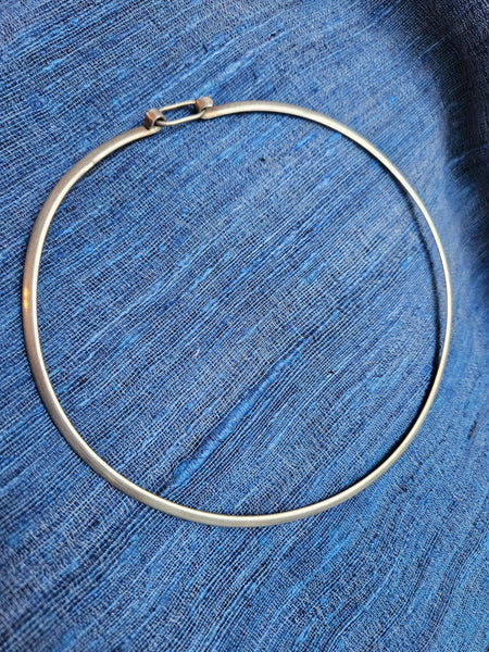 Sterling Silver collar necklace, Plain silver collar choker