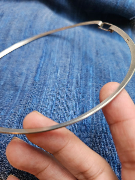 Sterling Silver collar necklace, Plain silver collar choker