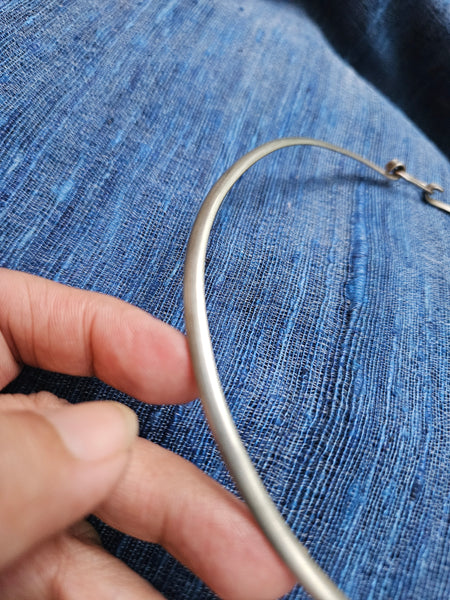 Sterling Silver collar necklace, Plain silver collar choker