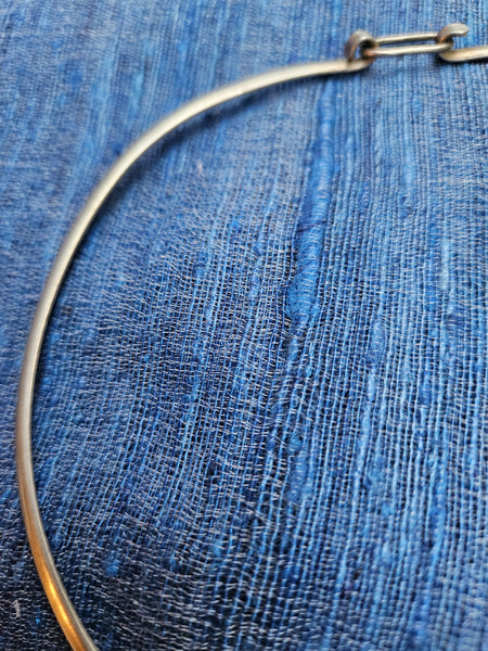 Sterling Silver collar necklace, Plain silver collar choker