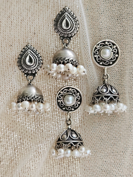 Silver Jhumka Earrings, 925 silver jhumkas
