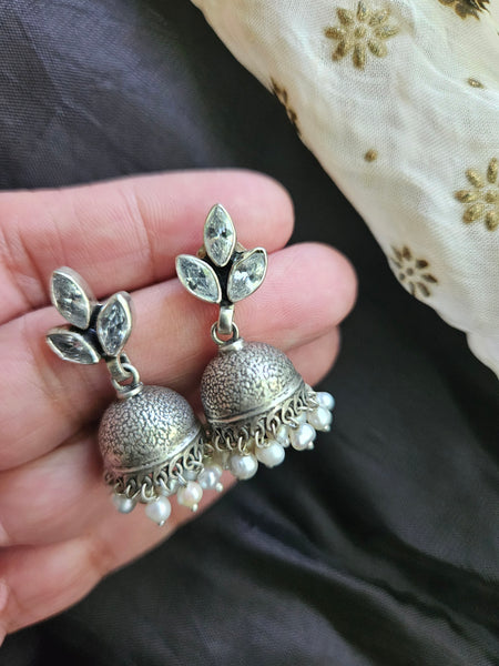 Silver Jhumka Earrings, 925 silver jhumkas