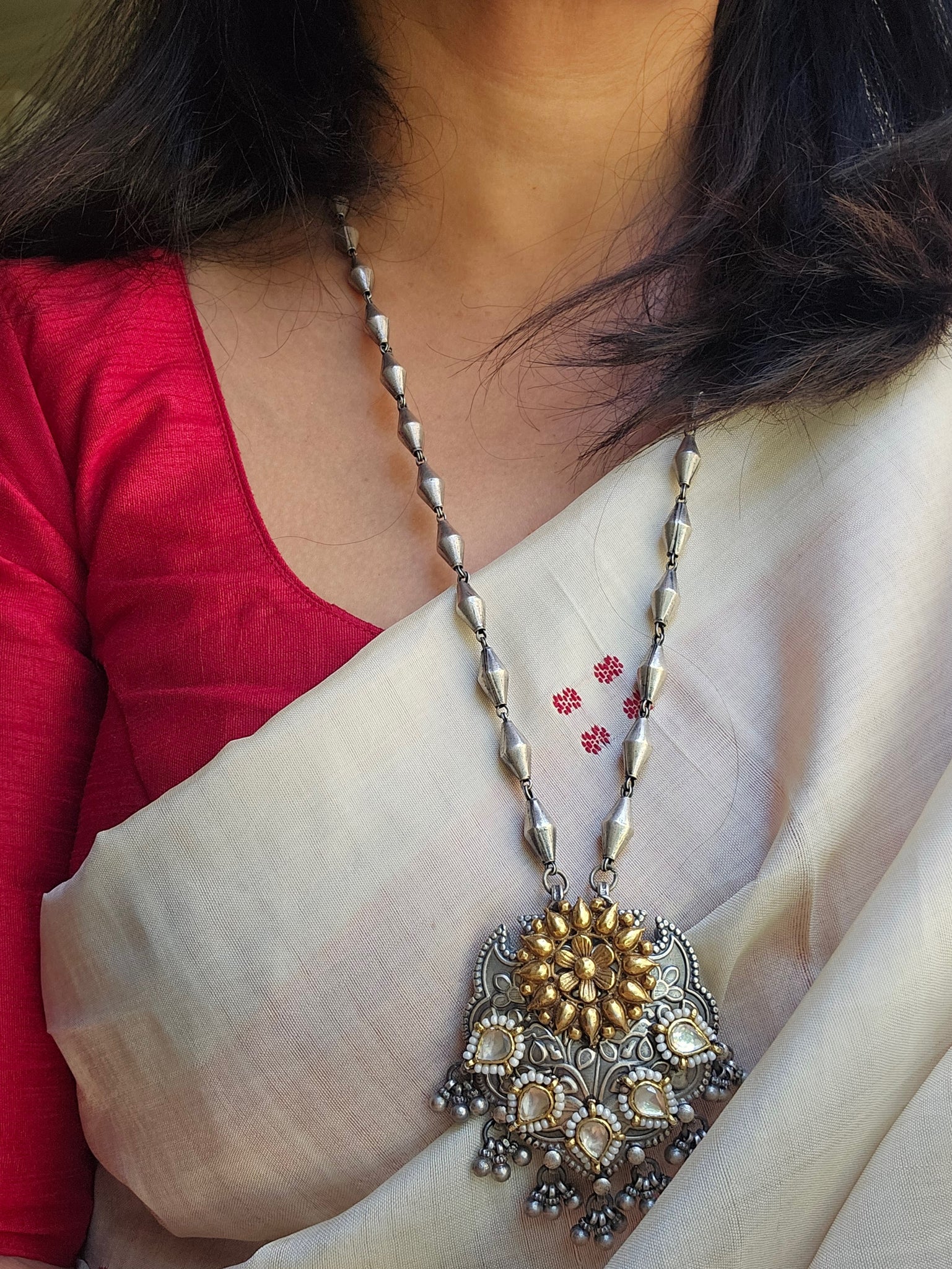 925 Silver gold plated long Necklace