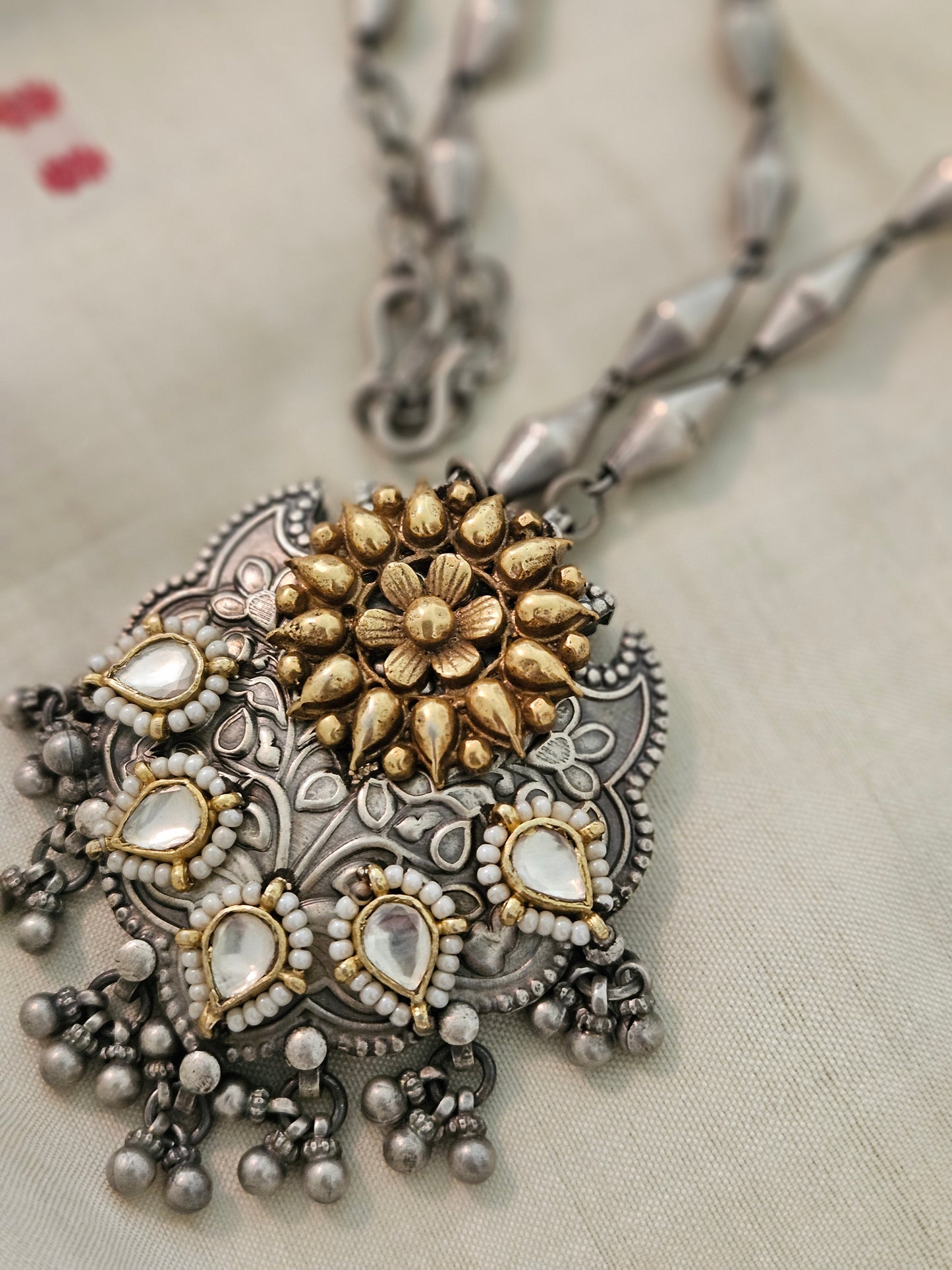 925 Silver gold plated long Necklace