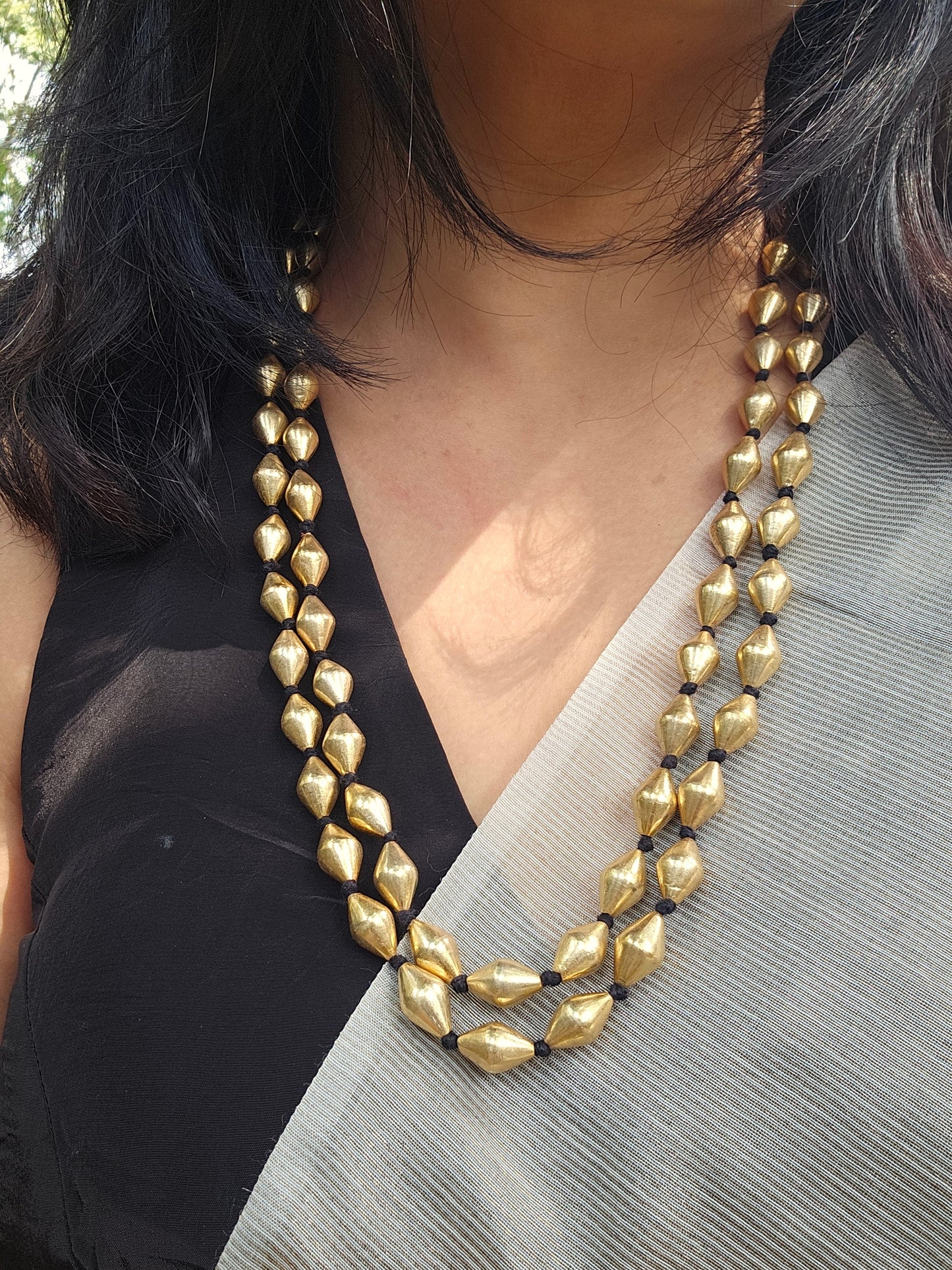 925 Silver Double line Gold plated Dholki necklace