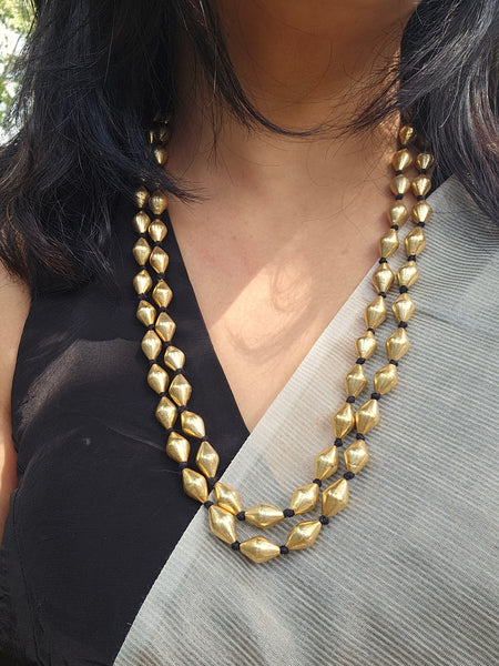 925 Silver Double line Gold plated Dholki necklace