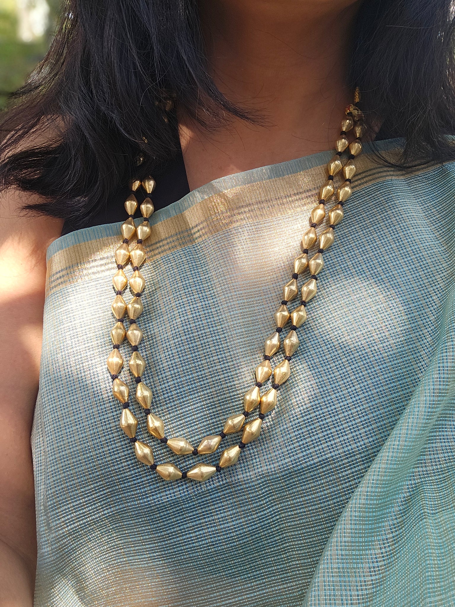 925 Silver Double line Gold plated Dholki necklace