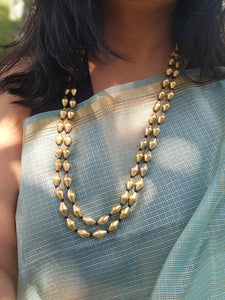 925 Silver Double line Gold plated Dholki necklace