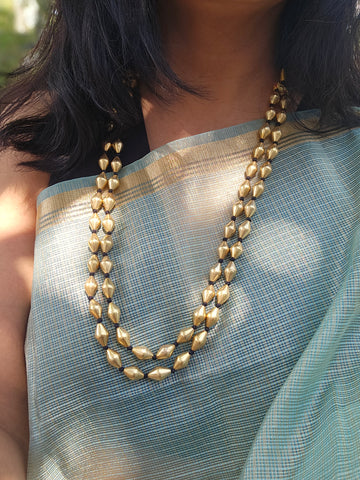 925 Silver Double line Gold plated Dholki necklace