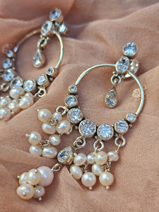 Noor - 925 Sterling Silver Indian Earrings with Pearls & CZ – Handmade Indian Jewelry