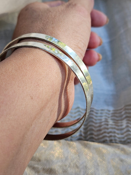 Plain , wide and thin pure silver bangles