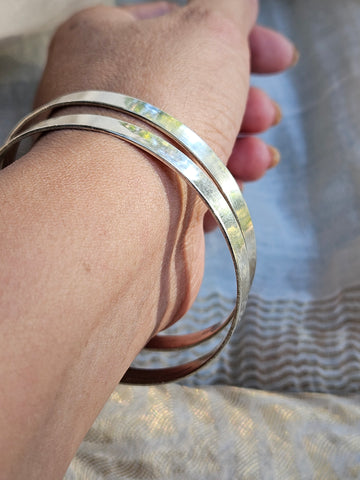 Plain , wide and thin pure silver bangles