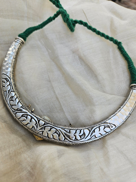 925 Sterling Silver Dual tone Pichwai Hasli Necklace
