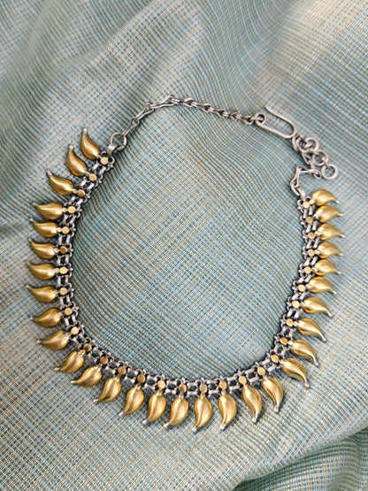 Sterling Silver collar necklace with gold plating