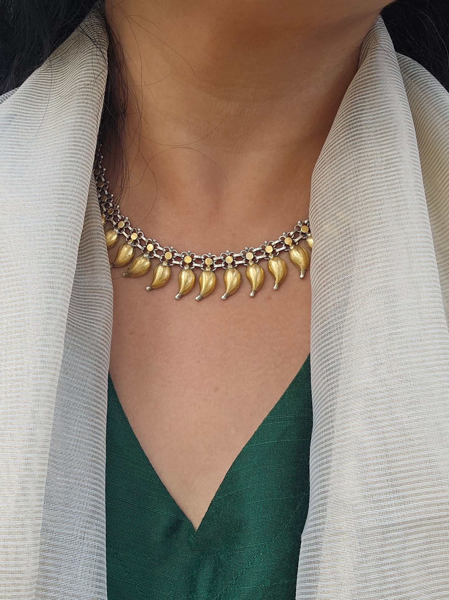 Sterling Silver collar necklace with gold plating