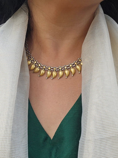 Sterling Silver collar necklace with gold plating