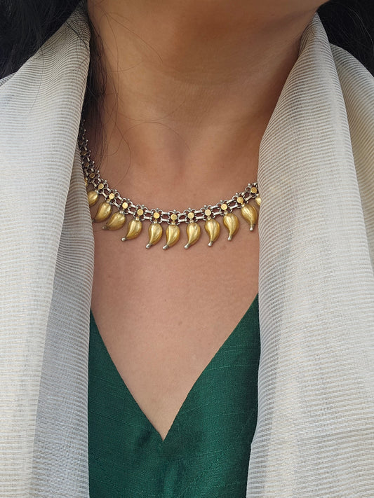 Sterling Silver collar necklace with gold plating
