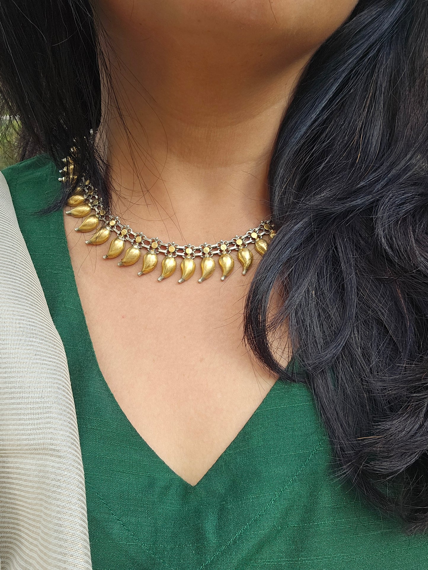 Sterling Silver collar necklace with gold plating