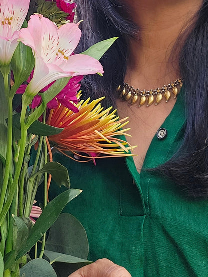 Sterling Silver collar necklace with gold plating