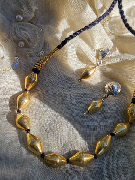 Gold polish Silver dholki necklace and earring set